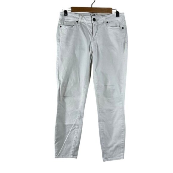 PAIGE Women's Jeans White Cotton Blend Verdugo Crop Mid Rise Ankle Pants Size 28 - Picture 1 of 11